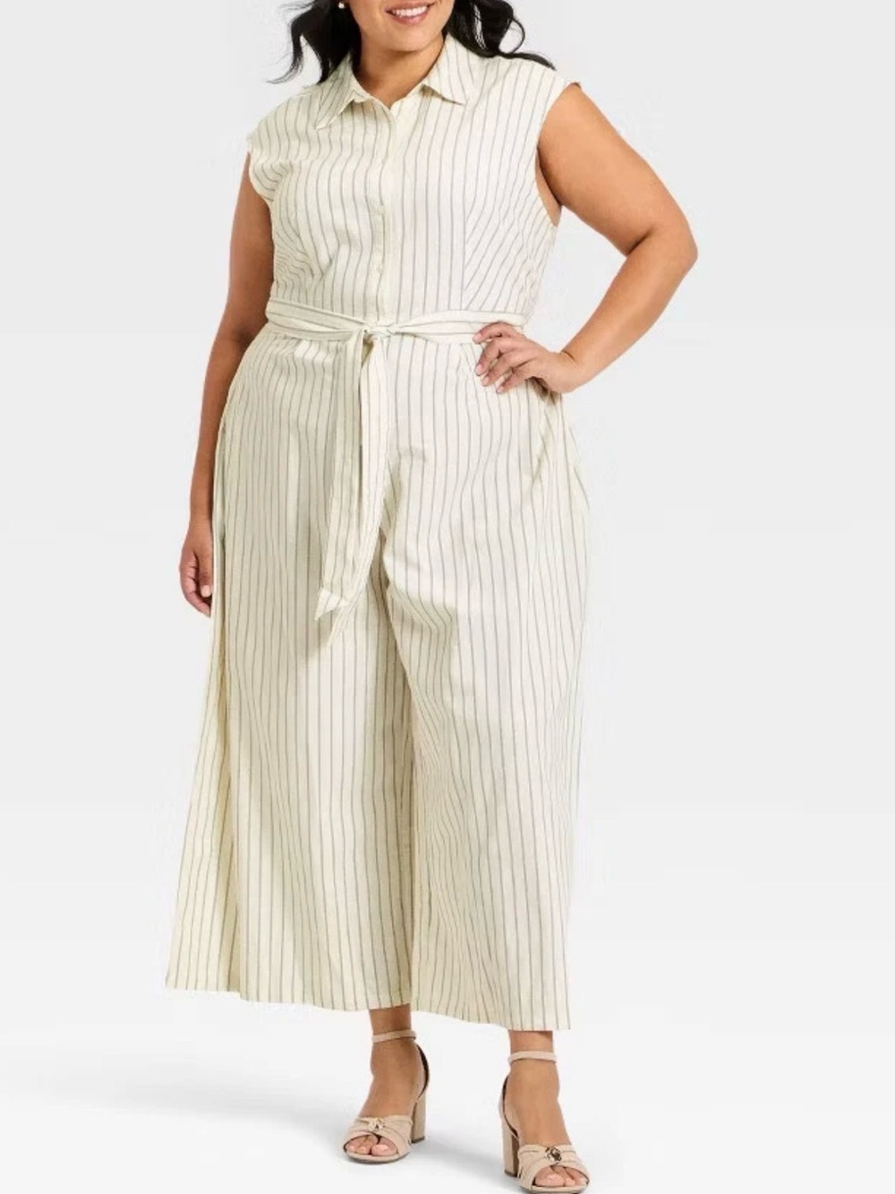 a new day woman’s cotton blend wide leg cropped jumpsuit